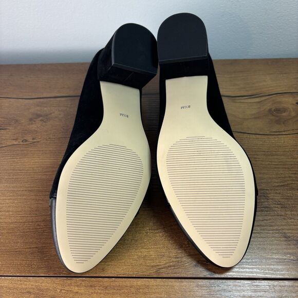 Talbots Isa Cut Out Pumps Black Suede Block Heel Size 8.5 Bows Classic Old Money - Picture 11 of 12